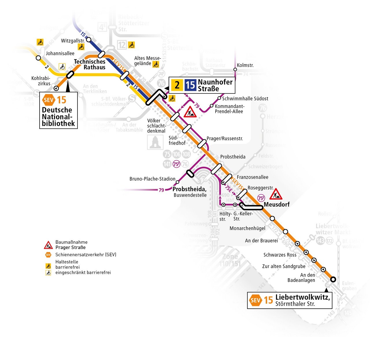 Plakat (Linienansicht): Änderungen für Linien 2, 15, SEV, 75, 79, N8 vom 17. Mai bis zum Ende August 2025 Plakat (Linienansicht): Änderungen für Linien 2, 15, SEV, 75, 79, N8 vom 17. Mai bis zum Ende August 2025