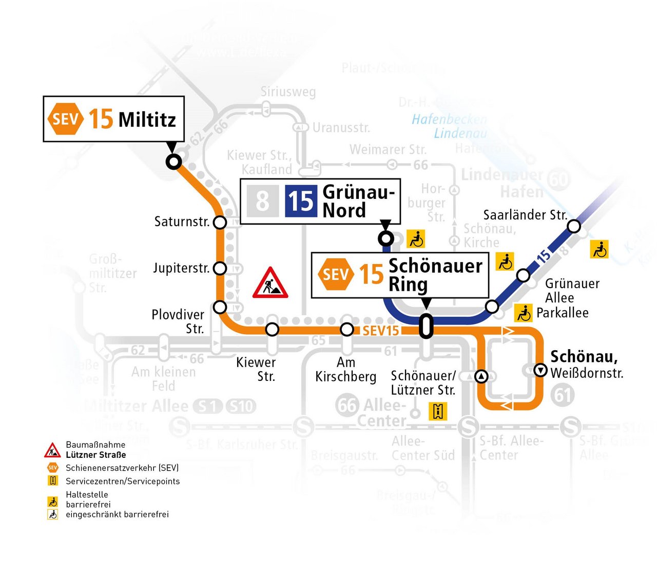 Tram 15, SEV, Bus 66 - Änderungen im Linienverkehr vom 11. August bis 20. Dezember 2025