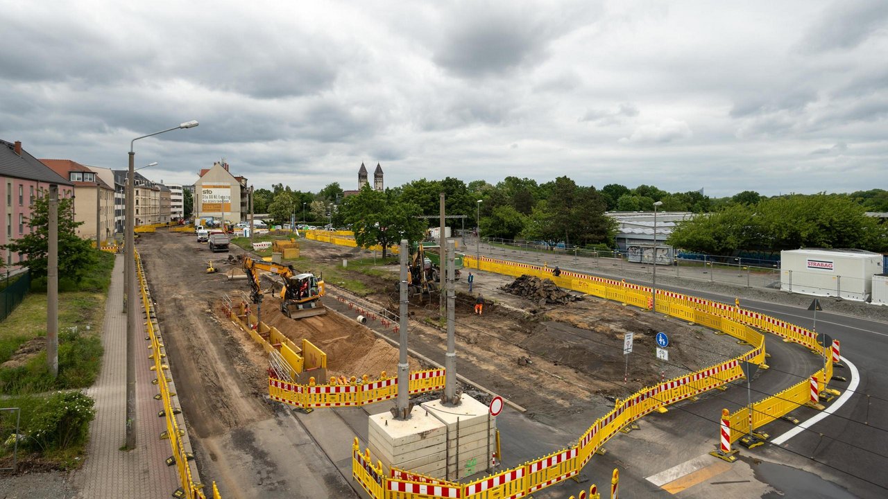 Baustellenbereich in der Dieskaustraße 