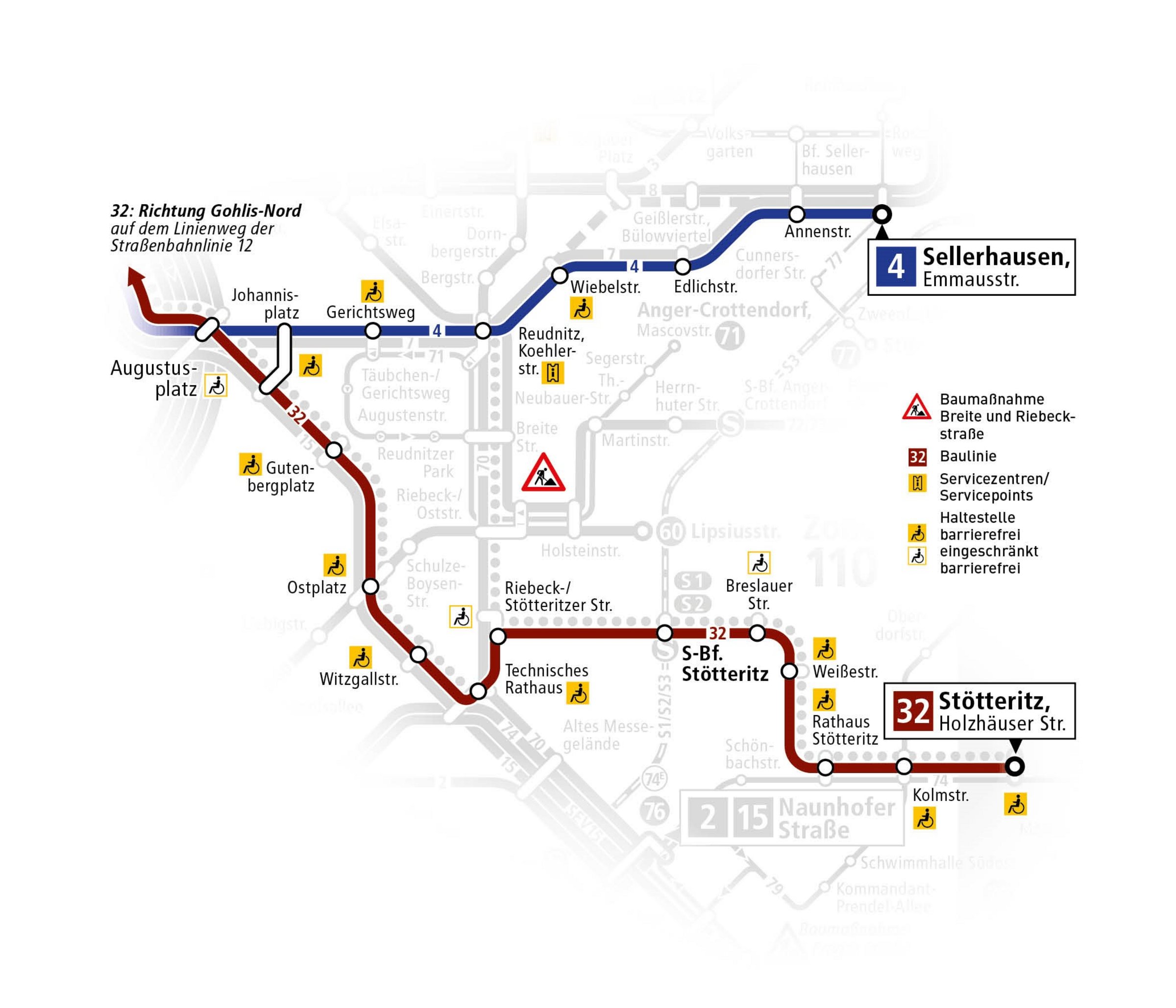 Linienänderungen Baumaßnahme Breite Straße