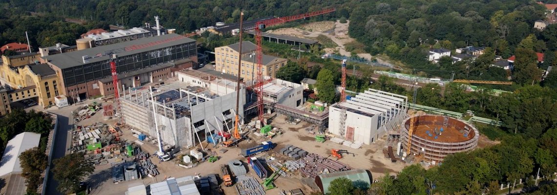 Die Baustelle des HKW Süd aus der Vogelperspektive.