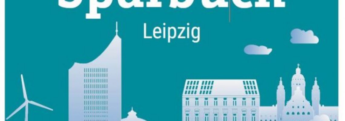 Auf einer grafischen Darstellung sieht man die vereinfachte Silhouette der Stadt Leipzig. Das Bild ist hauptsächlich türkis.