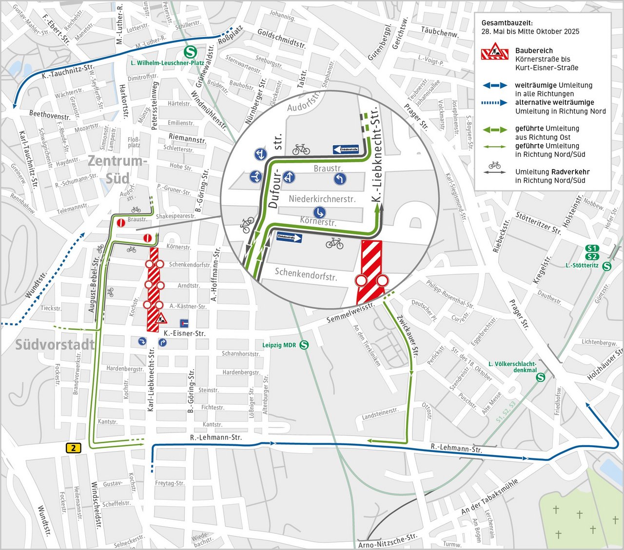 Karte zum motorisierten Individualverkehr auf der Karl-Liebknecht-Straße