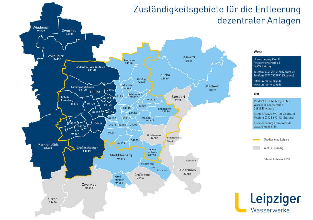 Zuständigkeitskarte für die Entleerung dezentraler Anlagen