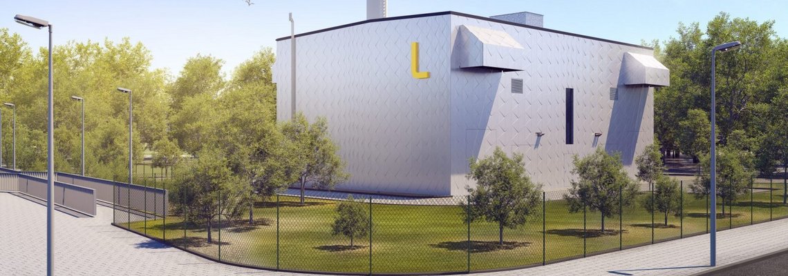 Ein digital gestaltetes Bild der BHKW Fassade.