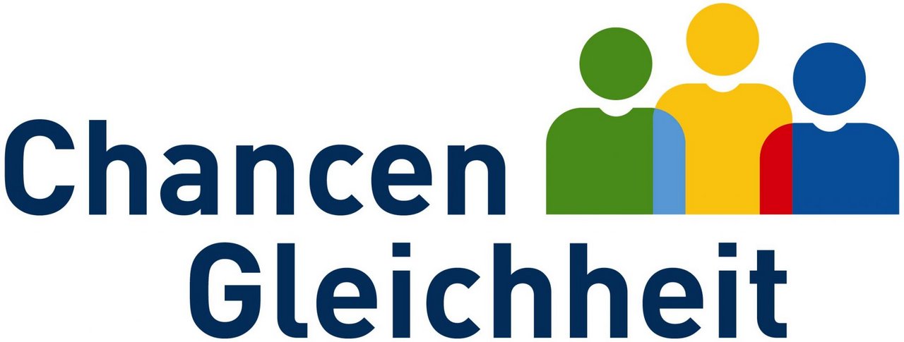 Schriftzug "Chancen Gleichheit" mit Piktogrammen von Personen.