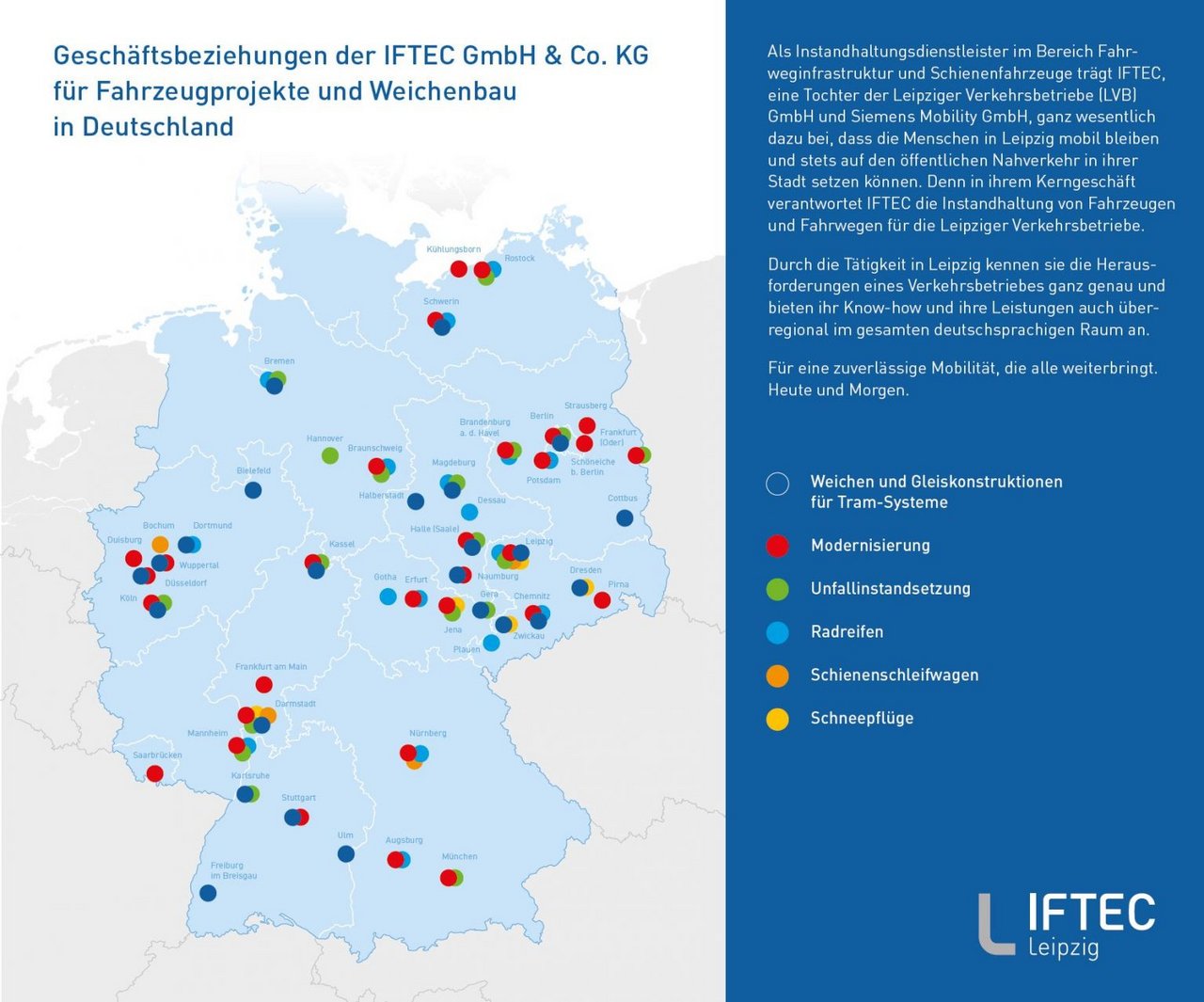 Überblickskarte der IFTEC Kunden in ganz Deutschland