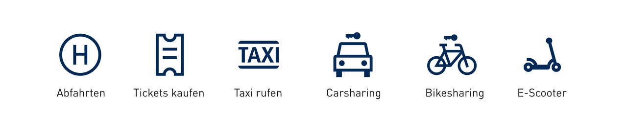 Mobilitätsstation Icons mit Erklärung